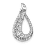 14K White Gold Polished 5/8 carat Diamond Teardrop Chain Slide