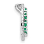 14K White Gold Polished Diamond and Emerald Heart Chain Slide - Image 2
