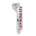 14K White Gold Polished Diamond and Pink Tourmaline Heart Chain Slide - Image 2