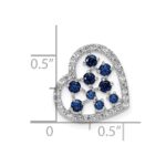 14K White Gold Polished Diamond and Sapphire Heart Chain Slide - Image 4