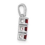 14k White Gold 3-stone Garnet and Diamond Pendant - Image 2