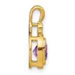 14k 6mm Cushion Amethyst and Diamond Pendant - Image 2