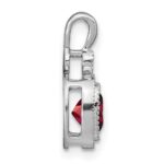 14k White Gold 6mm Cushion Garnet and Diamond Pendant - Image 2
