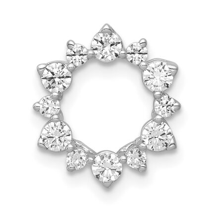 14k White Gold 1/2 carat Lab Grown Diamond VS/SI+ G+ Complete Fashion Circle Chain Slide Pendant