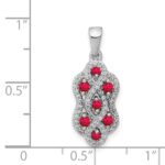 14k White Gold 1/4 carat Diamond and .32 Ruby Fancy Twist Pendant - Image 3