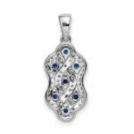 14k White Gold 1/4 carat Diamond and .32 Sapphire Fancy Twist Pendant - Image 4