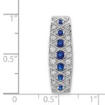 14k White Gold 1/5 carat Diamond and .31 Graduated Sapphire Fancy Chain Slide - Image 3