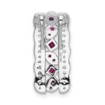 14k White Gold Diamond and .17 Ruby Fancy Vintage Chain Slide - Image 4