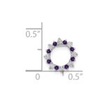 14k White Gold Diamond and .08 Amethyst Fancy Circle Chain Slide - Image 2