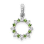 14k White Gold Diamond and .08 Peridot Fancy Circle Pendant