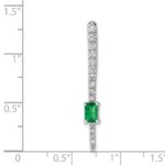 14k White Gold Graduated Diamond and Rectangle Emerald Fancy Chain Slide - Image 3