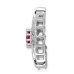 14k White Gold 3/8 carat Diamond and Ruby Flower Chain Slide - Image 2