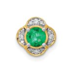 14k Diamond and .33 Emerald Fancy Chain Slide