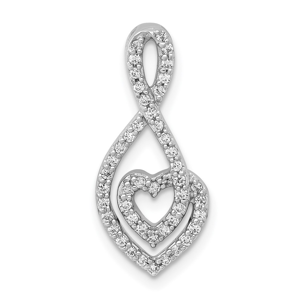 PM3925-025-WA.jpg 14k White Gold 1/4 carat Diamond Fancy Heart Infinity Chain Slide - Image 1