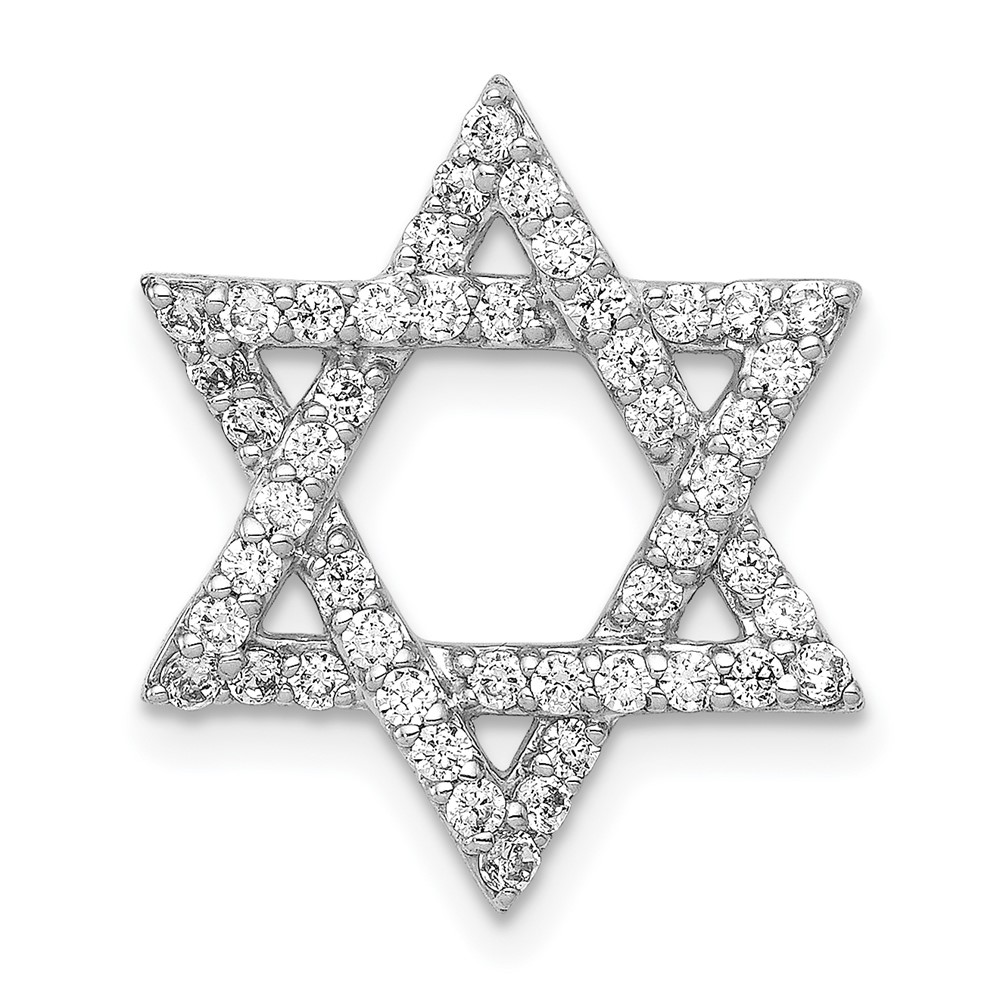 PM3939-050-WA.jpg 14k White Gold 1/2 carat Diamond Star of David Chain Slide - Image 1