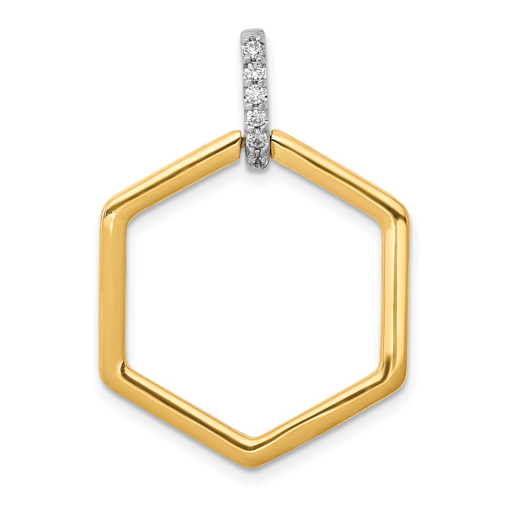 PM3966-007-YWA.jpg 14k Two-tone 1/15 carat Diamond Fancy Hexagon Pendant - Image 1