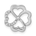 14k White Gold 1/15 carat Diamond Four Leaf Clover Chain Slide