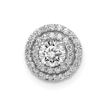 14k White Gold Holds 4.1mm Center 1/5 carat Diamond Semi-mount Halo Chain Slide