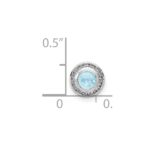 14k White Gold Diamond and 4mm Round Cabochon Aquamarine Halo Chain Slide - Image 2