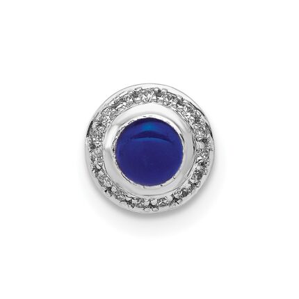 14k White Gold Diamond and .47 Sapphire Cabochon Halo Chain Slide