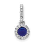 14k White Gold Diamond and Cabochon .47 Sapphire Halo Pendant