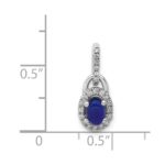14k White Gold Diamond and Oval Cabochon Sapphire Halo Pendant - Image 4