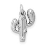 14k White Gold Diamond Cactus Pendant