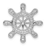 14k White Gold 1/4 carat Diamond Ship Wheel Pendant