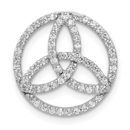 14k White Gold 1/3 carat Diamond Celtic Circle Chain Slide