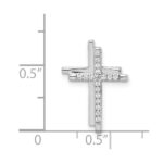 14k White Gold 1/10 carat Diamond Double Cross Chain Slide - Image 4