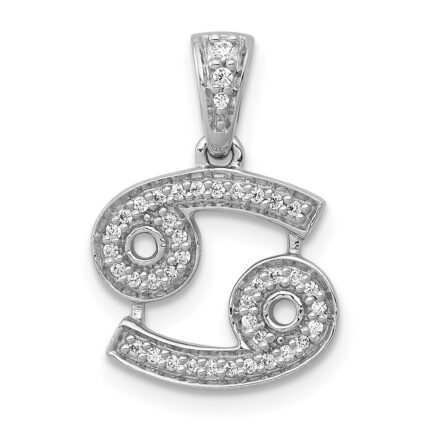 14k White Gold Diamond Cancer Zodiac Pendant