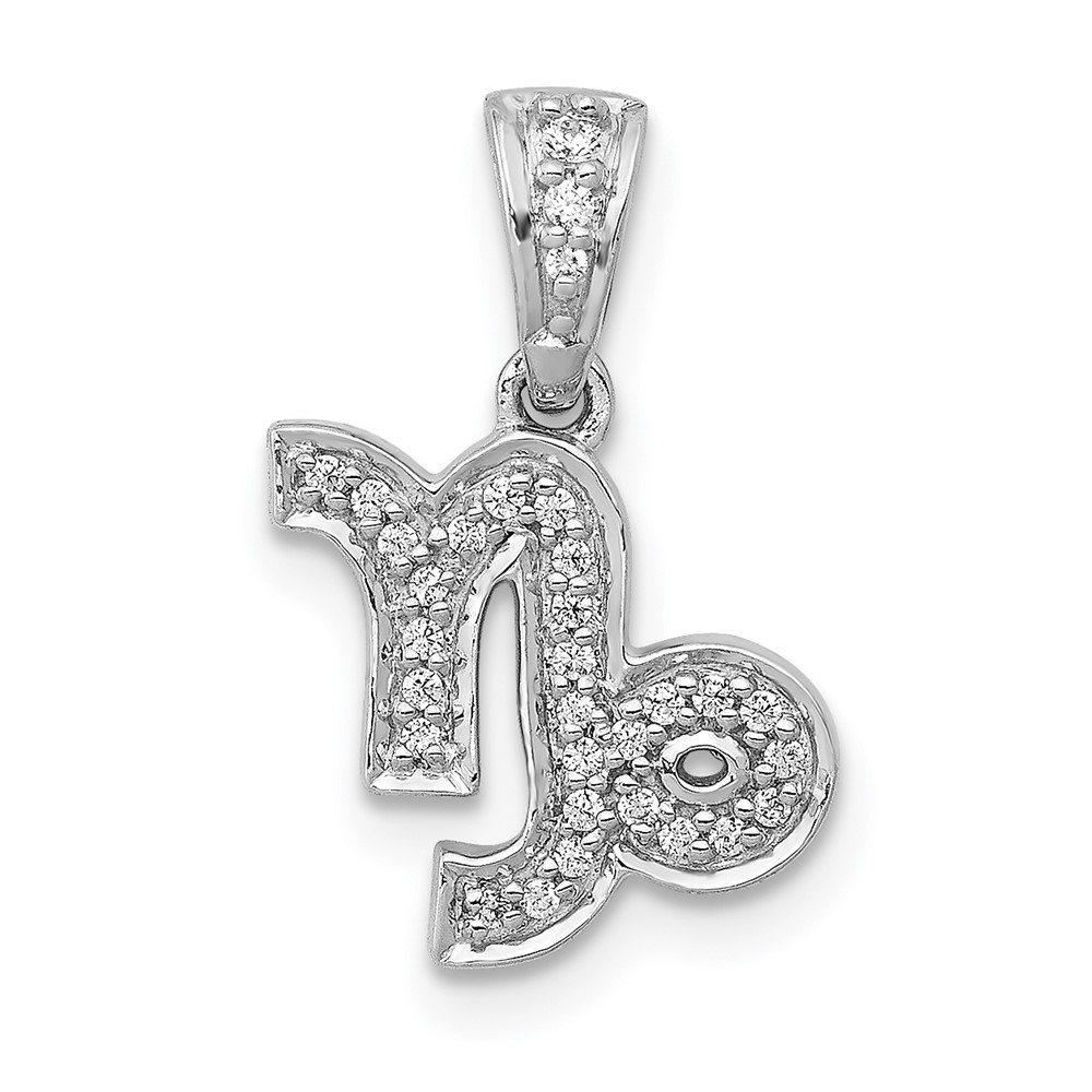 PM4111-010-WA.jpg 14k White Gold Diamond Capricorn Zodiac Pendant - Image 1