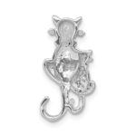 14k White Gold White and Black Diamond Big and Little Cats Chain Slide - Image 3