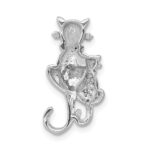 14k White Gold Black and White Diamond Big and Little Cats Chain Slide - Image 3