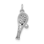 14k White Gold Diamond Racquet and Ball Pendant - Image 3