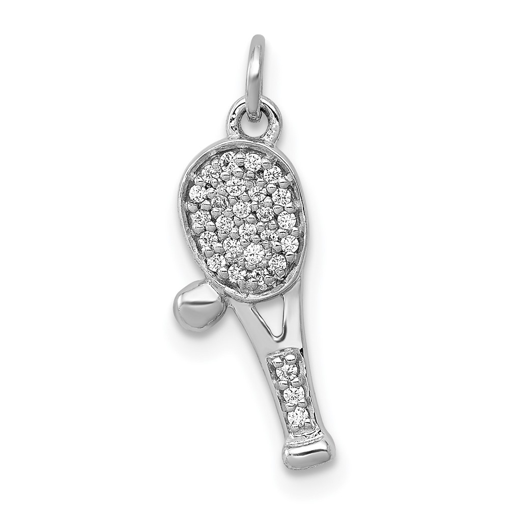 PM4133-009-WA.jpg 14k White Gold Diamond Racquet and Ball Pendant - Image 1