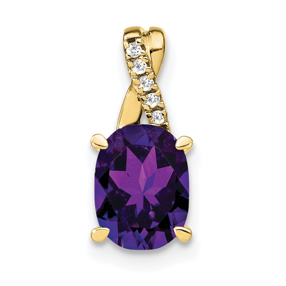 PM4235-AM-003-1YA.jpg 10k Oval Amethyst and Diamond Pendant - Image 1