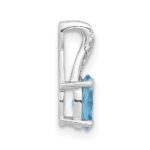 14k White Gold 7x5mm Oval Blue Topaz and Diamond Pendant - Image 2