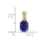 10k Oval Created Sapphire and Diamond Pendant - Image 2