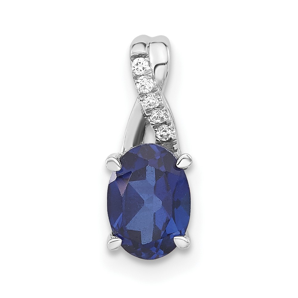 PM4235-CSA-003-WA.jpg 14K White Gold 7x5 Oval September/Lab Created Sapphire and Diamond Pendant - Image 1