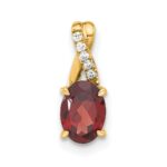14k 7x5 Oval January/Garnet and Diamond Pendant