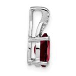 14k White Gold 7x5mm Oval Garnet and Diamond Pendant - Image 2
