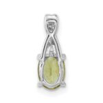 14k White Gold 7x5mm Oval Peridot and Diamond Pendant - Image 4