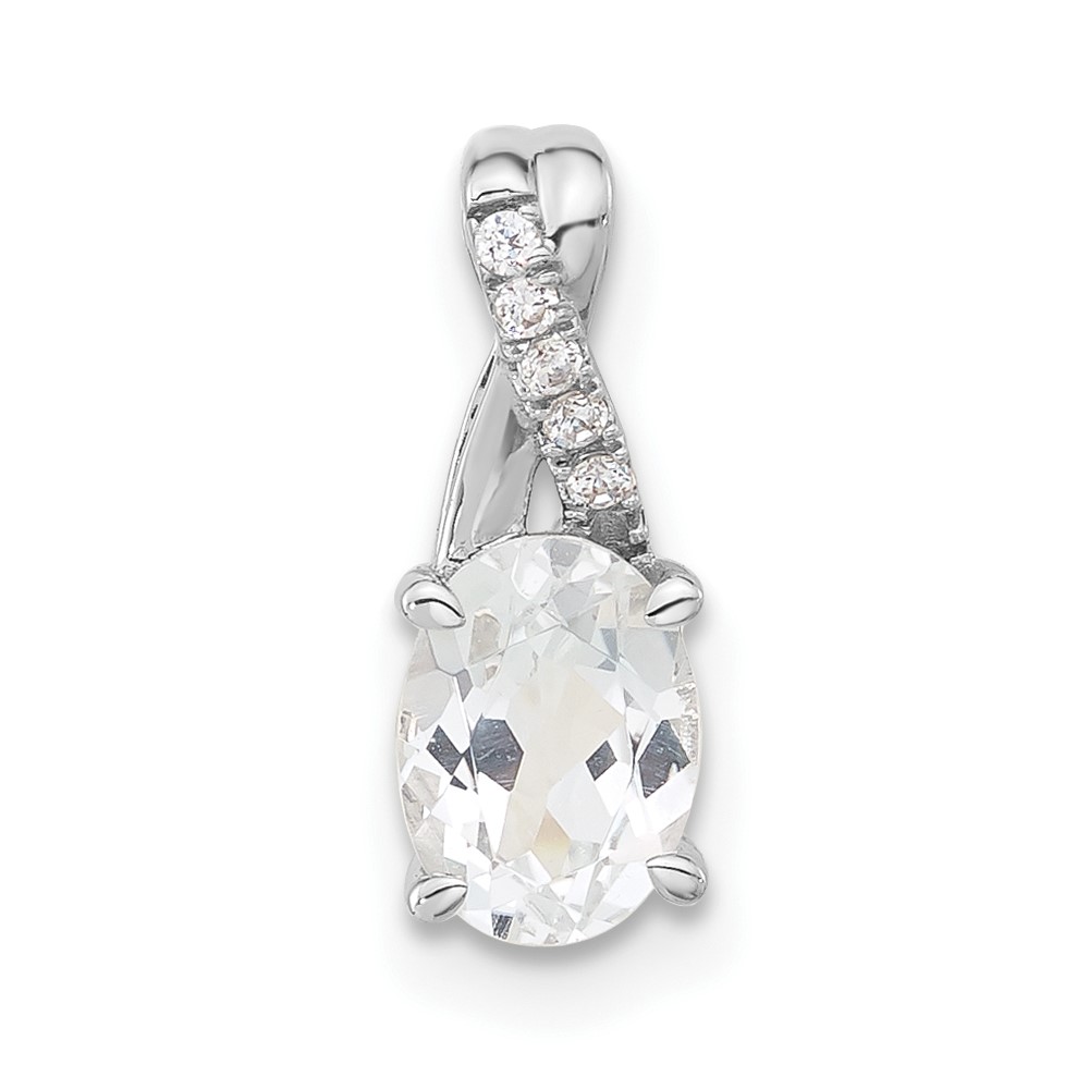 PM4235-WT-003-WA.jpg 14K White Gold 7x5 Oval April/White Topaz and Diamond Pendant - Image 1