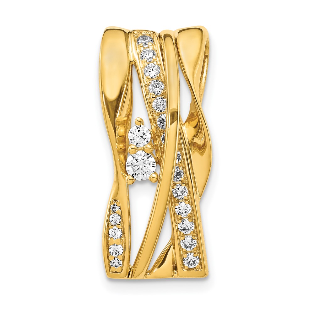 PM4248-038-YA.jpg 14k 3/8 carat Lab Grown Diamond VS/SI+ G+ Fashion Curve Bar Chain Slide Pendant - Image 1