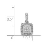 14k White Gold 1/3 carat Diamond Square Halo Cluster Pendant - Image 4