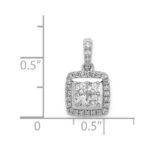 14k White Gold 1/2 carat Diamond Square Halo Cluster Pendant - Image 4