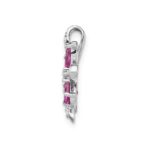 14k White Gold Diamond and Pear Citrine/Pink Tourmaline Flower Pendant - Image 2