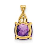 10k Checkerboard Amethyst and Diamond Pendant - Image 4