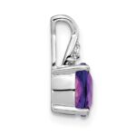 14k White Gold 7mm Cushion Checkerboard February/Amethyst and Diamond Pendant - Image 2